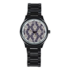 Vintage Texture, Floral Retro Background, Patterns, Stainless Steel Round Watch