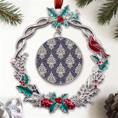 Vintage Texture, Floral Retro Background, Patterns, Metal X mas Wreath Holly leaf Ornament