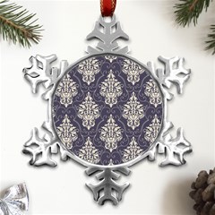 Vintage Texture, Floral Retro Background, Patterns, Metal Small Snowflake Ornament by nateshop