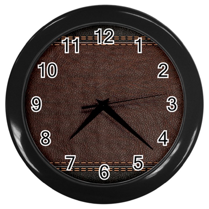 Black Leather Texture Leather Textures, Brown Leather Line Wall Clock (Black)