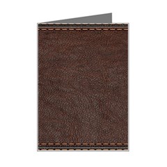 Black Leather Texture Leather Textures, Brown Leather Line Mini Greeting Card by nateshop