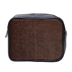 Black Leather Texture Leather Textures, Brown Leather Line Mini Toiletries Bag (two Sides) by nateshop