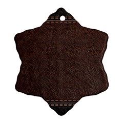 Black Leather Texture Leather Textures, Brown Leather Line Snowflake Ornament (two Sides) by nateshop