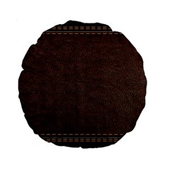 Black Leather Texture Leather Textures, Brown Leather Line Standard 15  Premium Round Cushions by nateshop