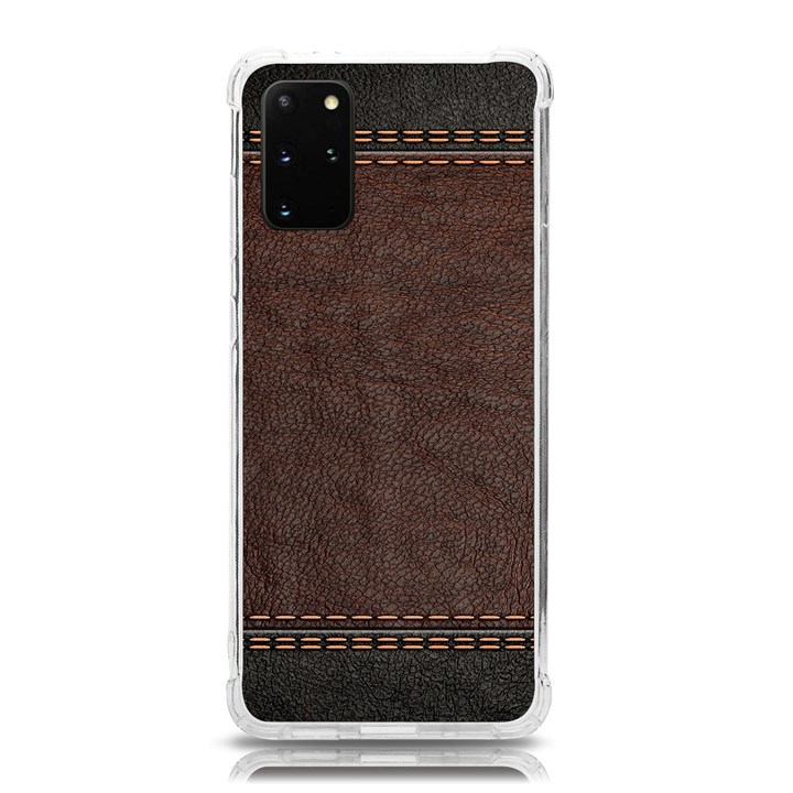 Black Leather Texture Leather Textures, Brown Leather Line Samsung Galaxy S20Plus 6.7 Inch TPU UV Case