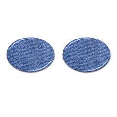 Blue Denim Texture Macro, Blue Denim Background, Jeans Background, Jeans Textures, Fabric Background Cufflinks (oval) by nateshop