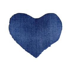 Blue Denim Texture Macro, Blue Denim Background, Jeans Background, Jeans Textures, Fabric Background Standard 16  Premium Flano Heart Shape Cushions by nateshop