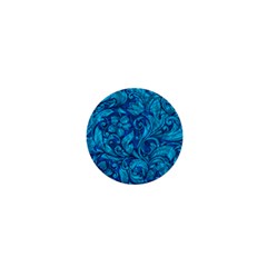 Blue Floral Pattern Texture, Floral Ornaments Texture 1  Mini Buttons by nateshop