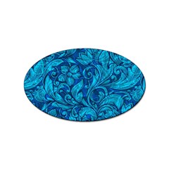 Blue Floral Pattern Texture, Floral Ornaments Texture Sticker Oval (100 Pack) by nateshop