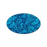 Blue Floral Pattern Texture, Floral Ornaments Texture Sticker Oval (10 pack) Front