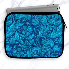 Blue Floral Pattern Texture, Floral Ornaments Texture Apple Ipad 2/3/4 Zipper Cases by nateshop