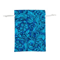 Blue Floral Pattern Texture, Floral Ornaments Texture Lightweight Drawstring Pouch (s) by nateshop