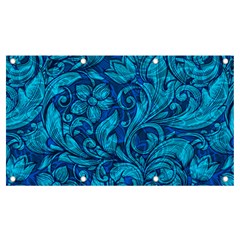 Blue Floral Pattern Texture, Floral Ornaments Texture Banner And Sign 7  X 4  by nateshop