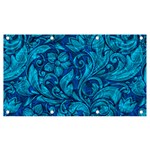 Blue Floral Pattern Texture, Floral Ornaments Texture Banner and Sign 7  x 4  Front