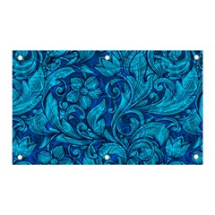 Blue Floral Pattern Texture, Floral Ornaments Texture Banner And Sign 5  X 3  by nateshop