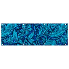 Blue Floral Pattern Texture, Floral Ornaments Texture Banner And Sign 9  X 3  by nateshop