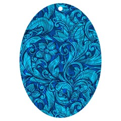 Blue Floral Pattern Texture, Floral Ornaments Texture Uv Print Acrylic Ornament Oval by nateshop