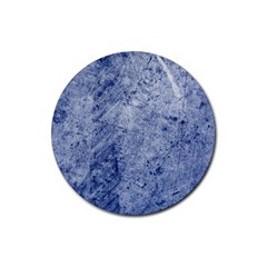 Blue Grunge Texture, Wall Texture, Blue Retro Background Rubber Coaster (round) by nateshop