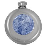 Blue Grunge Texture, Wall Texture, Blue Retro Background Round Hip Flask (5 oz) Front