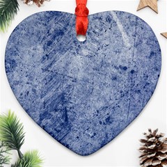 Blue Grunge Texture, Wall Texture, Blue Retro Background Heart Ornament (two Sides) by nateshop