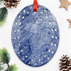 Blue Grunge Texture, Wall Texture, Blue Retro Background Oval Filigree Ornament (two Sides) by nateshop