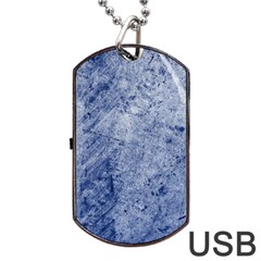 Blue Grunge Texture, Wall Texture, Blue Retro Background Dog Tag Usb Flash (one Side) by nateshop