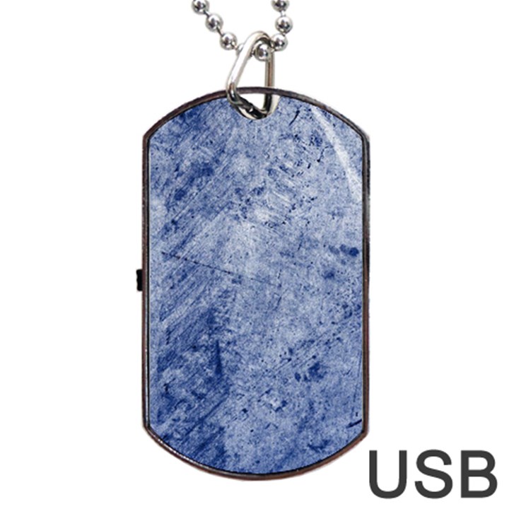 Blue Grunge Texture, Wall Texture, Blue Retro Background Dog Tag USB Flash (One Side)