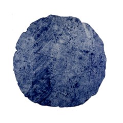 Blue Grunge Texture, Wall Texture, Blue Retro Background Standard 15  Premium Round Cushions by nateshop