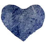 Blue Grunge Texture, Wall Texture, Blue Retro Background Large 19  Premium Heart Shape Cushions Front