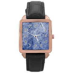 Blue Grunge Texture, Wall Texture, Blue Retro Background Rose Gold Leather Watch  by nateshop