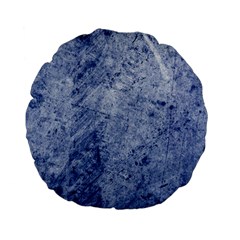 Blue Grunge Texture, Wall Texture, Blue Retro Background Standard 15  Premium Flano Round Cushions by nateshop