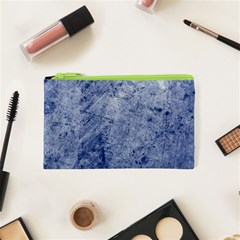 Blue Grunge Texture, Wall Texture, Blue Retro Background Cosmetic Bag (xs) by nateshop