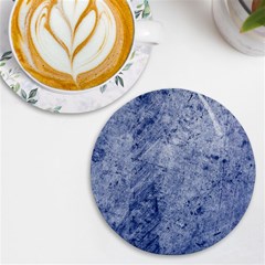 Blue Grunge Texture, Wall Texture, Blue Retro Background Uv Print Round Tile Coaster by nateshop