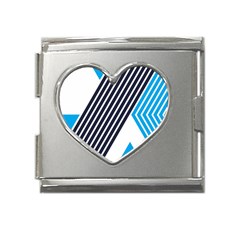 Blue Lines Background, Retro Backgrounds, Blue Mega Link Heart Italian Charm (18mm) by nateshop