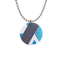 Blue Lines Background, Retro Backgrounds, Blue 1  Button Necklace by nateshop