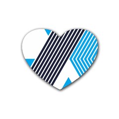 Blue Lines Background, Retro Backgrounds, Blue Rubber Heart Coaster (4 Pack) by nateshop