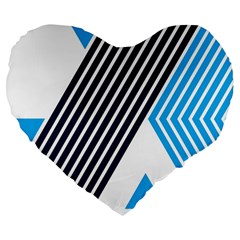 Blue Lines Background, Retro Backgrounds, Blue Large 19  Premium Heart Shape Cushions by nateshop