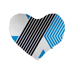 Blue Lines Background, Retro Backgrounds, Blue Standard 16  Premium Flano Heart Shape Cushions by nateshop