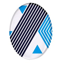 Blue Lines Background, Retro Backgrounds, Blue Oval Glass Fridge Magnet (4 Pack) by nateshop