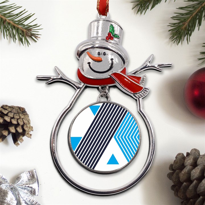 Blue Lines Background, Retro Backgrounds, Blue Metal Snowman Ornament