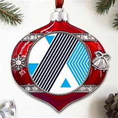 Blue Lines Background, Retro Backgrounds, Blue Metal Snowflake And Bell Red Ornament by nateshop