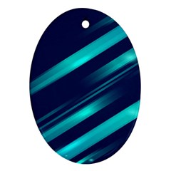 Blue Neon Lines, Blue Background, Abstract Background Ornament (oval) by nateshop