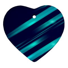 Blue Neon Lines, Blue Background, Abstract Background Ornament (heart) by nateshop