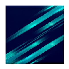 Blue Neon Lines, Blue Background, Abstract Background Tile Coaster by nateshop