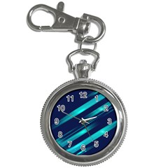 Blue Neon Lines, Blue Background, Abstract Background Key Chain Watches by nateshop