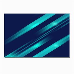 Blue Neon Lines, Blue Background, Abstract Background Postcards 5  X 7  (pkg Of 10) by nateshop