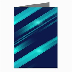 Blue Neon Lines, Blue Background, Abstract Background Greeting Card by nateshop