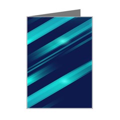 Blue Neon Lines, Blue Background, Abstract Background Mini Greeting Card by nateshop