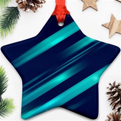 Blue Neon Lines, Blue Background, Abstract Background Star Ornament (two Sides) by nateshop