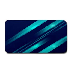 Blue Neon Lines, Blue Background, Abstract Background Medium Bar Mat by nateshop